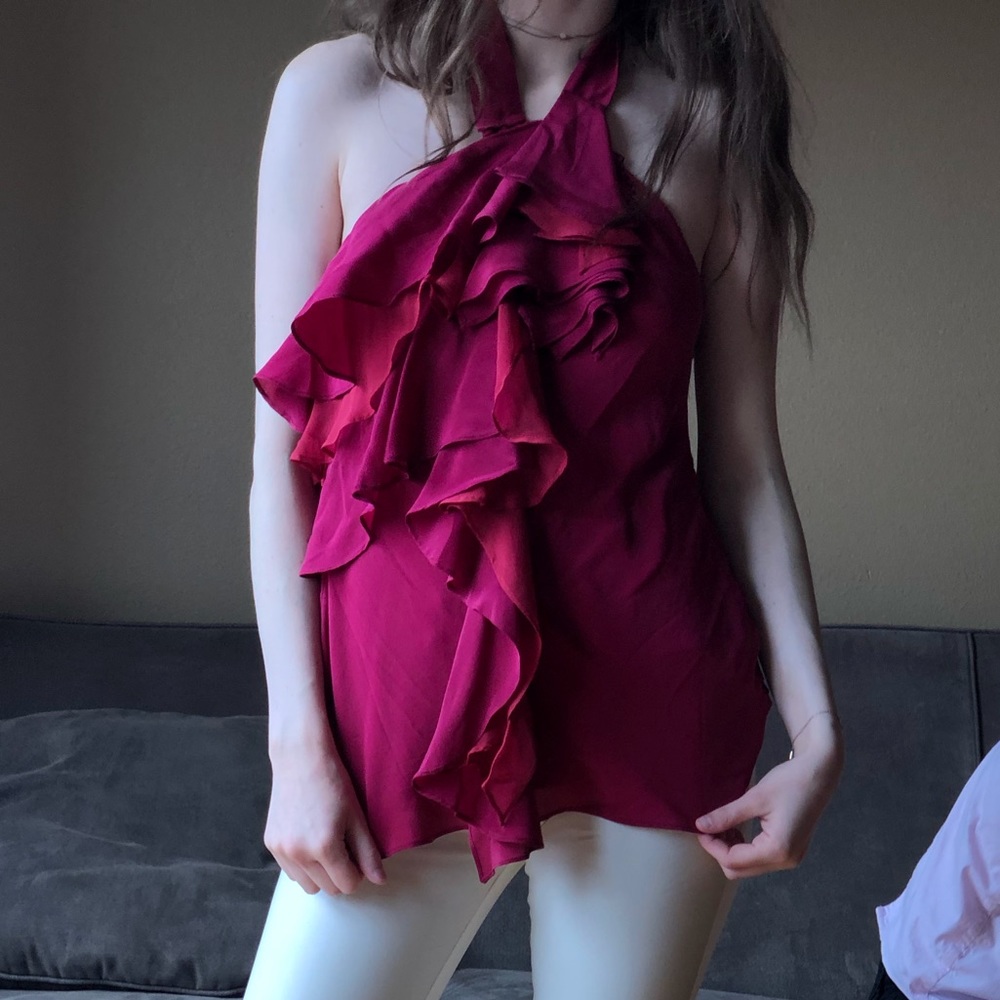 Ruffled halter blouse
